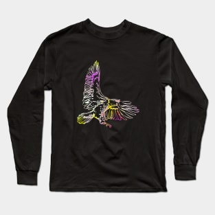 Eagle Bird Animal Wildlife Forest Nature Chrome Graphic Long Sleeve T-Shirt